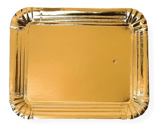 250gr Bandeja RECTANGULAR dorada  x unidad.