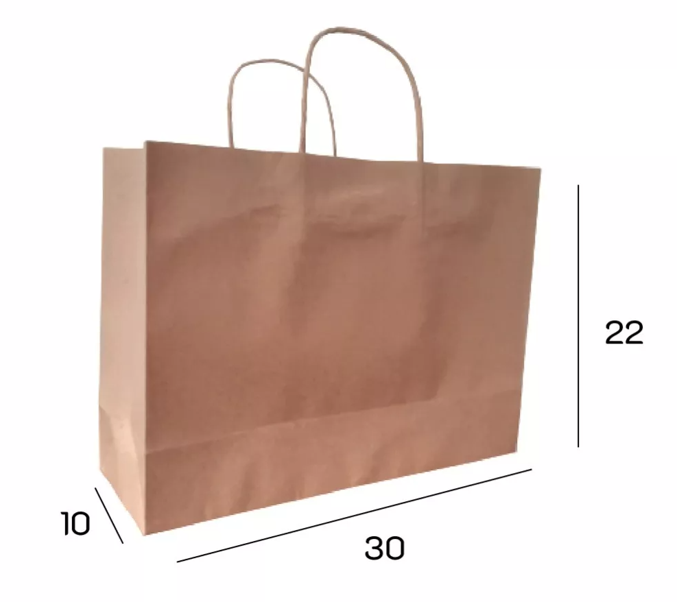 KP 22x10x30cm Bolsa manija marron "MADYPACK" x Unidad.