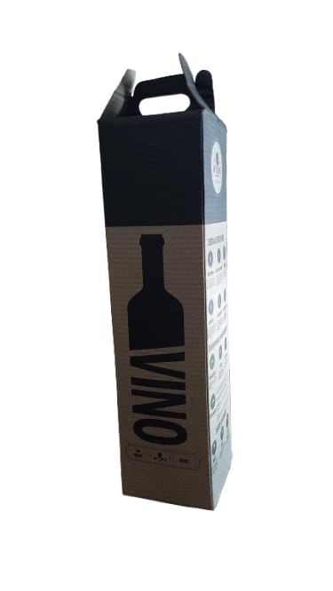 Caja botella microcorrugada impresa x unidad.
