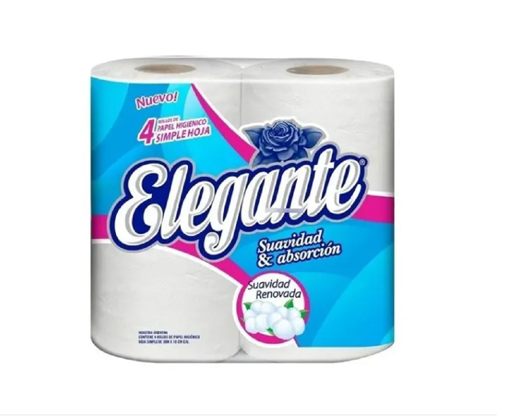 30mts Papel higienico "ELEGANTE" x 4 unidades.