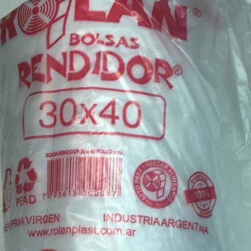 30x40 RENDIDORA Bobina bolsas x Unidad.