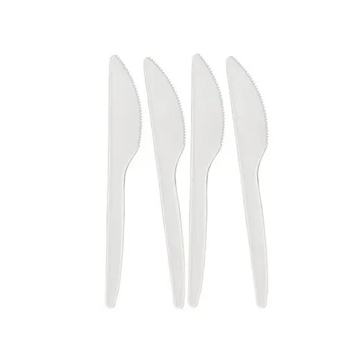 Cuchillo plastico blanco x 10 unidades.